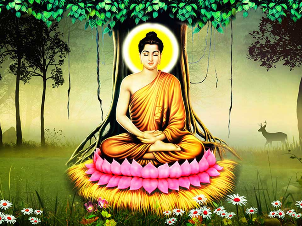 Hình ảnh Phật Thích Ca 3D với màu sắc bắt mắt